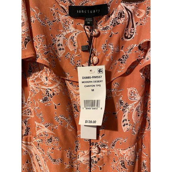NWT Sanctuary Isabella Maxi Midi Dress Medium Peach Paisley Print Bohemian - Picture 8 of 12